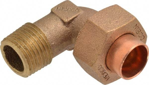 NIBCO - 1/2" Cast Copper Pipe 90° Union Elbow - C X M, Pressure Fitting - Industrial Tool & Supply