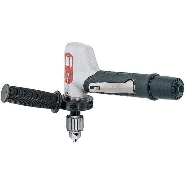 Dynabrade - 1/2" Keyed Chuck - Right Angle Handle, 3,400 RPM, 0.7 hp, 90 psi - Industrial Tool & Supply
