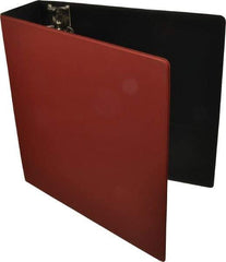 UNIVERSAL - 3" Sheet Capacity, 8-1/2 x 11", Round Ring Binder With Label Holder - Suede Finish Vinyl Cover, Red - Industrial Tool & Supply