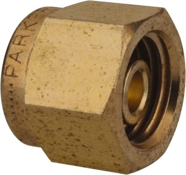 Parker - 1/4" OD, Brass Plug - 3,500 Max Working psi, 9/16" Hex, Comp Ends - Industrial Tool & Supply
