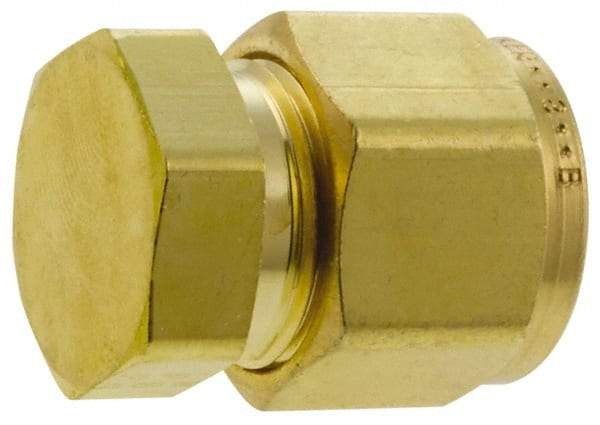 Parker - 3/8" OD, Brass End Cap - 2,300 Max Working psi, 5/8" Hex, Comp Ends - Industrial Tool & Supply