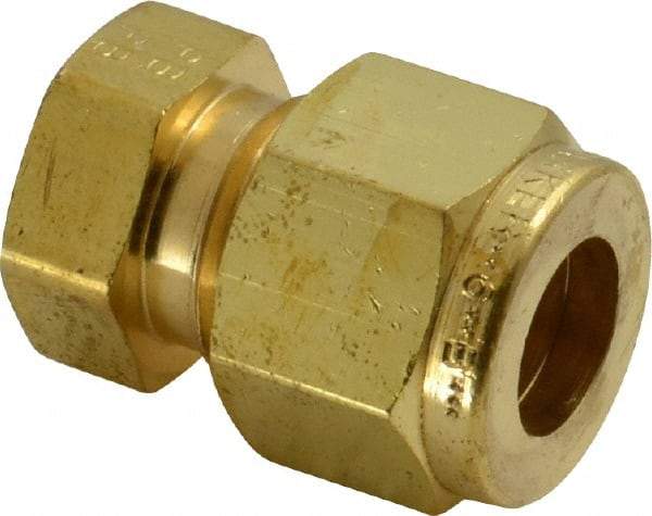 Parker - 3/8" OD, Brass End Cap - 2,300 Max Working psi, 11/16" Hex, Comp Ends - Industrial Tool & Supply