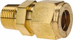 Parker - 1/2" OD, Brass Male Connector - 2,200 Max Working psi, 13/16" Hex, Comp x MNPT Ends - Industrial Tool & Supply