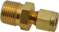 Parker - 1/4" OD, Brass Male Connector - 3,500 Max Working psi, 11/16" Hex, Comp x MNPT Ends - Industrial Tool & Supply