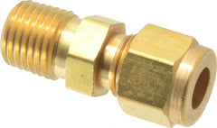 Parker - 5/16" OD, Brass Male Connector - 2,800 Max Working psi, 9/16" Hex, Comp x MNPT Ends - Industrial Tool & Supply