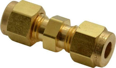 Parker - 1/4" OD, Brass Union - 3,500 Max Working psi, 1/2" Hex, Comp x Comp Ends - Industrial Tool & Supply