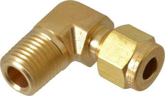 Parker - 1/4" OD, Brass Male Elbow - 3,500 Max Working psi, 9/16" Hex, Comp x MNPT Ends - Industrial Tool & Supply