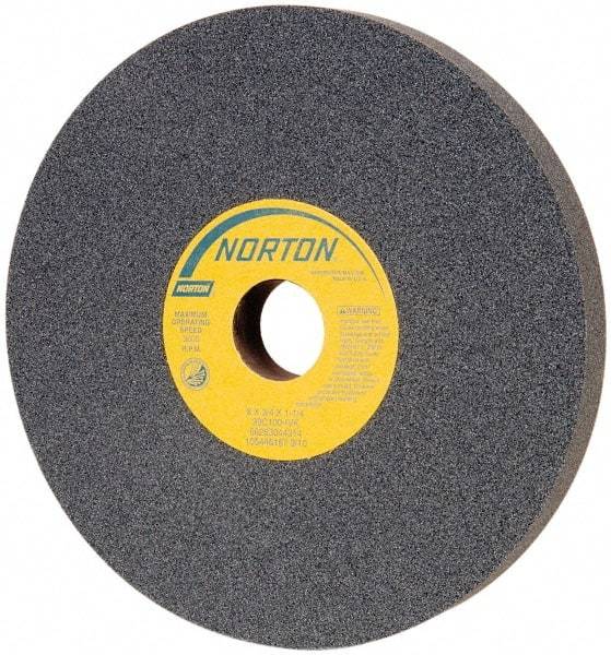 Norton - 8" Diam x 1-1/4" Hole x 3/4" Thick, I Hardness, 100 Grit Surface Grinding Wheel - Silicon Carbide, Type 1, Fine Grade, 3,600 Max RPM, Vitrified Bond, No Recess - Industrial Tool & Supply
