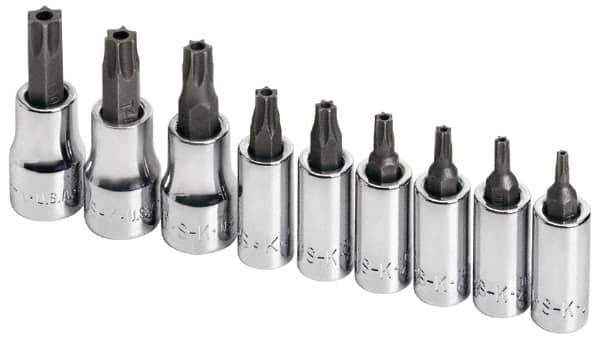 SK - 9 Piece 1/4 & 3/8" Drive Torx Bit Socket Set - T10 to T50 Torx - Industrial Tool & Supply