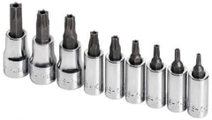 SK - 9 Piece 1/4 & 3/8" Drive Torx Bit Socket Set - T10 to T50 Torx - Industrial Tool & Supply