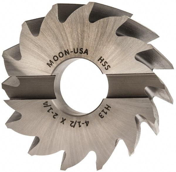 Made in USA - 4-1/2" Diam, 1-1/2" Arbor Hole Diam, 2-1/4" Length of Cut, 14 Flute, High Speed Steel, Finisher Shell End Mill - Right Hand Cut, Right Hand Spiral Flute, Uncoated - Industrial Tool & Supply