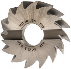 Made in USA - 4-1/2" Diam, 1-1/2" Arbor Hole Diam, 2-1/4" Length of Cut, 14 Flute, High Speed Steel, Finisher Shell End Mill - Right Hand Cut, Right Hand Spiral Flute, Uncoated - Industrial Tool & Supply
