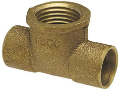 NIBCO - 1-1/2 x 1-1/2 x 3/4" Cast Copper Pipe Tee - C x C x F, Pressure Fitting - Industrial Tool & Supply