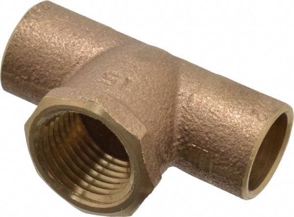 NIBCO - 1/2" Cast Copper Pipe Tee - C x C x F, Pressure Fitting - Industrial Tool & Supply
