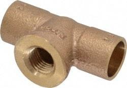 NIBCO - 1/2 x 1/2 x 1/4" Cast Copper Pipe Tee - C x C x F, Pressure Fitting - Industrial Tool & Supply