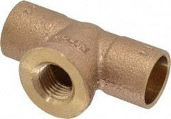 NIBCO - 1/2 x 1/2 x 1/4" Cast Copper Pipe Tee - C x C x F, Pressure Fitting - Industrial Tool & Supply