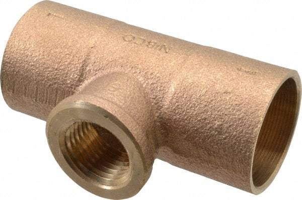NIBCO - 1 x 1 x 1/2" Cast Copper Pipe Tee - C x C x F, Pressure Fitting - Industrial Tool & Supply