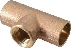 NIBCO - 3/4 x 3/4 x 1/2" Cast Copper Pipe Tee - C x C x F, Pressure Fitting - Industrial Tool & Supply