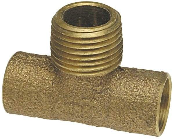 NIBCO - 1/2" Cast Copper Pipe Tee - C x C x M, Pressure Fitting - Industrial Tool & Supply