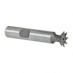 Made in USA - 1/2" Diam x 1/8" Width of Cut, 45° Included Angle, Cobalt Dovetail Cutter - 3/8" Shank Diam, 2" Shank Length, 2-1/8" Overall Length, Weldon Flat, Uncoated - Industrial Tool & Supply