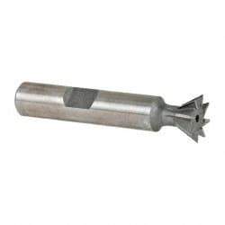 Made in USA - 1/2" Diam x 7/32" Width of Cut, 60° Included Angle, Cobalt Dovetail Cutter - 3/8" Shank Diam, 2-1/8" Overall Length, Weldon Flat, Uncoated - Industrial Tool & Supply