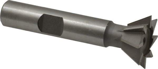 Made in USA - 3/4" Diam x 5/16" Width of Cut, 60° Included Angle, Cobalt Dovetail Cutter - 3/8" Shank Diam, 2-1/8" Overall Length, Weldon Flat, Uncoated - Industrial Tool & Supply