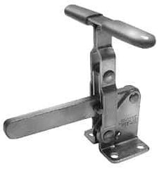Lapeer - 700 Lb Holding Capacity, Vertical Handle, Manual Hold Down Toggle Clamp - 57° Handle Movement, 106° Bar Opening, Solid Bar, Flanged Base, Carbon Steel - Industrial Tool & Supply