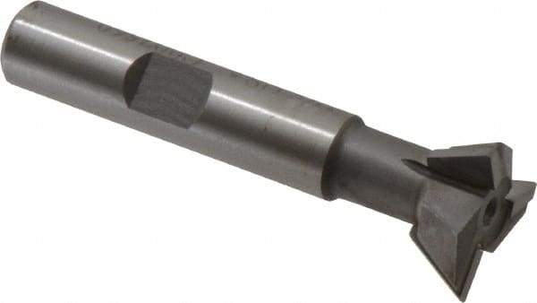 Made in USA - 3/4" Diam x 1/4" Width of Cut, 60° Included Angle, Carbide-Tipped Dovetail Cutter - 3/8" Shank Diam, 2-1/4" Overall Length, 0.02" Corner Radius, Weldon Flat, Uncoated - Industrial Tool & Supply