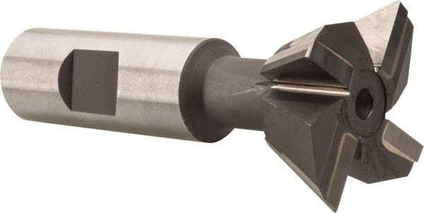 Made in USA - 1-1/2" Diam x 5/8" Width of Cut, 60° Included Angle, Carbide-Tipped Dovetail Cutter - 3/4" Shank Diam, 3-1/4" Overall Length, 0.02" Corner Radius, Weldon Flat, Uncoated - Industrial Tool & Supply