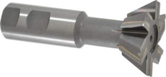 Made in USA - 2" Diam x 3/4" Width of Cut, 60° Included Angle, Carbide-Tipped Dovetail Cutter - 1" Shank Diam, 4-1/4" Overall Length, 0.02" Corner Radius, Weldon Flat, Uncoated - Industrial Tool & Supply