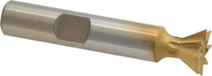 Whitney Tool Co. - 1/2" Diam x 7/32" Width of Cut, 60° Included Angle, High Speed Steel Dovetail Cutter - 3/8" Shank Diam, 2-1/8" Overall Length, Weldon Flat, TiN Coated - Industrial Tool & Supply