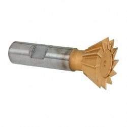 Whitney Tool Co. - 1-3/8" Diam x 9/16" Width of Cut, 60° Included Angle, High Speed Steel Dovetail Cutter - 5/8" Shank Diam, 2-7/8" Overall Length, Weldon Flat, TiN Coated - Industrial Tool & Supply