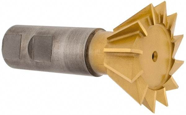 Whitney Tool Co. - 1-7/8" Diam x 13/16" Width of Cut, 60° Included Angle, High Speed Steel Dovetail Cutter - 7/8" Shank Diam, 3-1/4" Overall Length, Weldon Flat, TiN Coated - Industrial Tool & Supply
