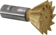 Made in USA - 2-1/2" Diam x 1-1/8" Width of Cut, 60° Included Angle, High Speed Steel Dovetail Cutter - 1" Shank Diam, 3-3/4" Overall Length, Weldon Flat, TiN Coated - Industrial Tool & Supply