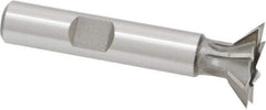 Made in USA - 3/4" Diam x 3/16" Width of Cut, 45° Included Angle, High Speed Steel Dovetail Cutter - 3/8" Shank Diam, 1-15/16" Shank Length, 2-1/8" Overall Length, Weldon Flat, Uncoated - Industrial Tool & Supply