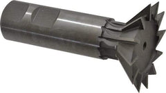 Made in USA - 1-7/8" Diam x 1/2" Width of Cut, 45° Included Angle, High Speed Steel Dovetail Cutter - 7/8" Shank Diam, 2-3/4" Shank Length, 3-1/4" Overall Length, Weldon Flat, Uncoated - Industrial Tool & Supply