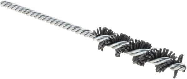 Weiler - 1/2" Diam Helical Nylon Tube Brush - Double Spiral, 0.04" Filament Diam, 2" Brush Length, 5" OAL, 3/16" Diam Galvanized Steel Shank - Industrial Tool & Supply