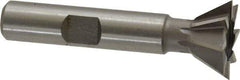 Made in USA - 3/4" Diam x 5/16" Width of Cut, 60° Included Angle, High Speed Steel Dovetail Cutter - 3/8" Shank Diam, 2-1/8" Overall Length, Weldon Flat, Uncoated - Industrial Tool & Supply