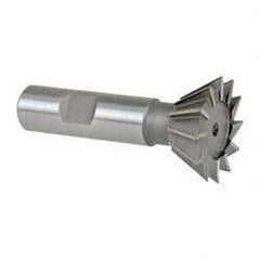 Made in USA - 1-3/8" Diam x 9/16" Width of Cut, 60° Included Angle, High Speed Steel Dovetail Cutter - 5/8" Shank Diam, 2-7/8" Overall Length, Weldon Flat, Uncoated - Industrial Tool & Supply