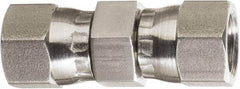 Made in USA - 3/4" Tube OD, 37° Stainless Steel Flared Tube Swivel Nut Union - 1-1/16-12 Female Flare x Female Flare Ends - Industrial Tool & Supply