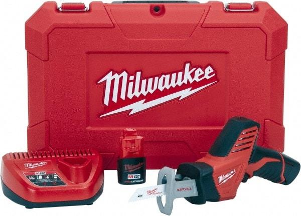 Milwaukee Tool - 12V, 0 to 3,000 SPM, Cordless Reciprocating Saw - 1/2" Stroke Length, 11" Saw Length, Lithium-Ion Batteries Included - Industrial Tool & Supply