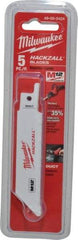 Milwaukee Tool - 4" Long x 3/4" Thick, Bi-Metal Reciprocating Saw Blade - Straight Profile, 24 TPI, Toothed Edge, Universal Shank - Industrial Tool & Supply