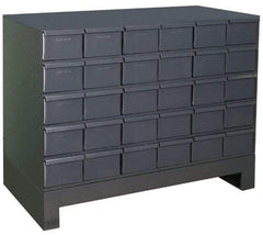 Durham - 30 Bin Drawer Cabinet System - 17-1/4 Inch Overall Depth x 26-7/8 Inch Overall Height, Gray Steel Bins - Industrial Tool & Supply