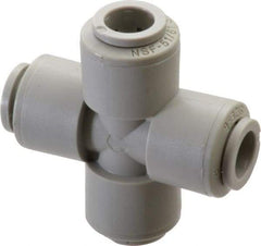 Parker - 3/8" Outside Diam, Acetal Push-to-Connect Tube Cross - 300 Max psi, Tan - Industrial Tool & Supply
