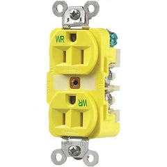 Hubbell Wiring Device-Kellems - 125V 15A NEMA 5-15R Industrial Grade Yellow Straight Blade Duplex Receptacle - Industrial Tool & Supply