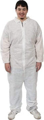 PRO-SAFE - Size XL SMS Chemical Resistant Coveralls - White, Zipper Closure, Elastic Cuffs, Elastic Ankles, Serged Seams, ISO Class 6 - Industrial Tool & Supply