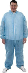 PRO-SAFE - Size XL Polypropylene General Purpose Coveralls - Blue, Zipper Closure, Elastic Cuffs, Elastic Ankles, Serged Seams, ISO Class 7 - Industrial Tool & Supply