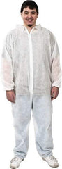 PRO-SAFE - Size 3XL Polypropylene General Purpose Coveralls - White, Zipper Closure, Elastic Cuffs, Elastic Ankles, Serged Seams, ISO Class 7 - Industrial Tool & Supply