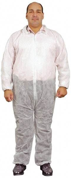 PRO-SAFE - Size M Polypropylene General Purpose Coveralls - White, Zipper Closure, Elastic Cuffs, Elastic Ankles, Serged Seams, ISO Class 7 - Industrial Tool & Supply