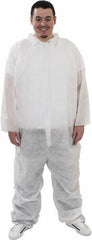 PRO-SAFE - Size XL Polypropylene General Purpose Coveralls - White, Zipper Closure, Elastic Cuffs, Elastic Ankles, Serged Seams, ISO Class 7 - Industrial Tool & Supply